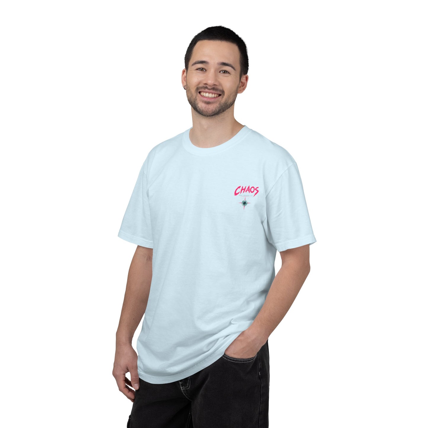 Chaos Skate Co Astronaut Wanderer Tee — Sorcerer’s Realm Skateboard Art