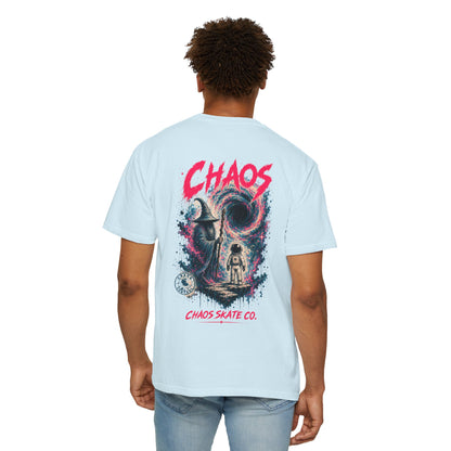 Chaos Skate Co Astronaut Wanderer Tee — Sorcerer’s Realm Skateboard Art